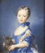 PERRONNEAU, Jean-Baptiste A Girl with a Kitten oil painting reproduction